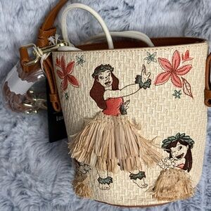 Loungefly Disney Lilo & Stitch Hula Group Floral Bucket Crossbody Bag